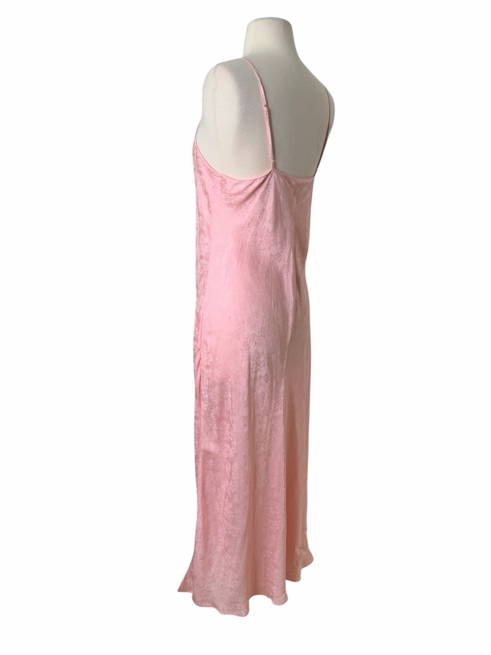 VINTAGE SILK PINK FLORAL MAXI SLIP DRESS. Size Large . - Picture 5 of 8